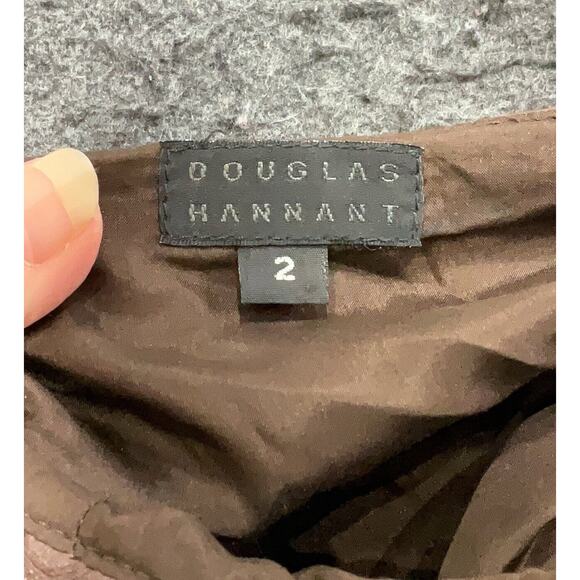 VTG douglas hannant Brown Leather Pleated Mini Skirt 2 - Picture 3 of 4